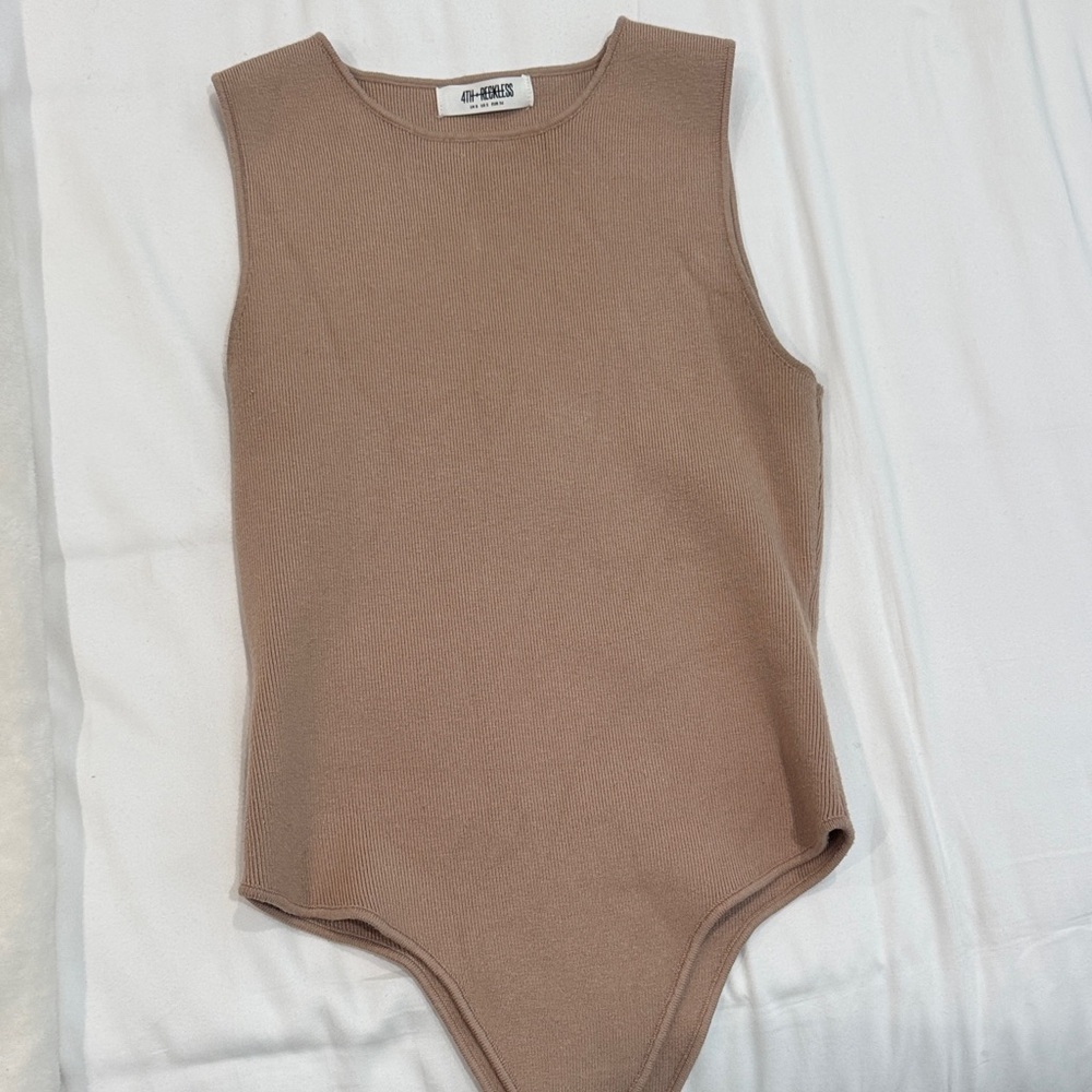 Elegant Sleeveless Tan Bodysuit